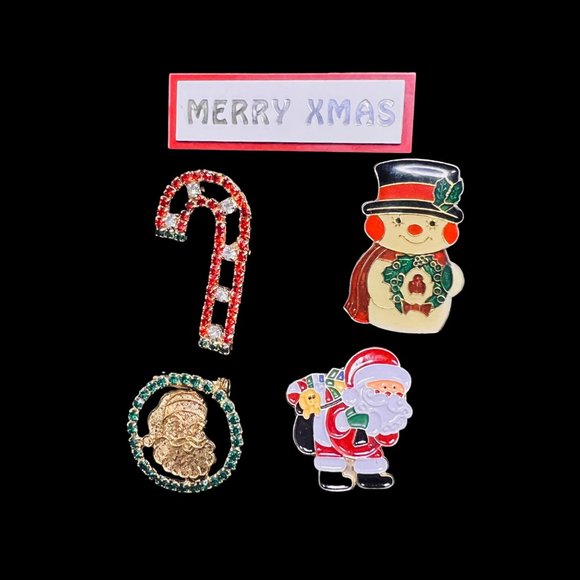 Unbranded Jewelry - Lot of 5 Vintage Gold Tone Christmas Brooches/Pins (4774)